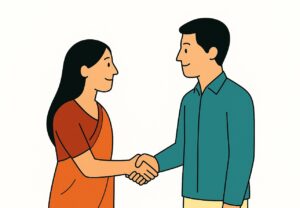 A husband and wife peacefully agreeing for Mutual Divorce