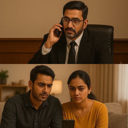 A couple taking mutual Divorce Consultation with FAM Legal Advocate over Call