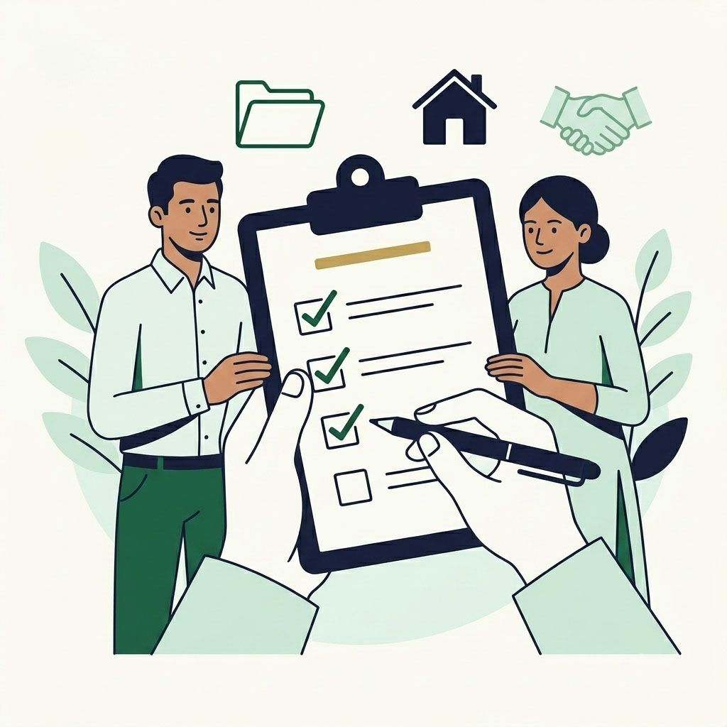 Couple finalizing settlement terms and submitting documents for mutual divorce