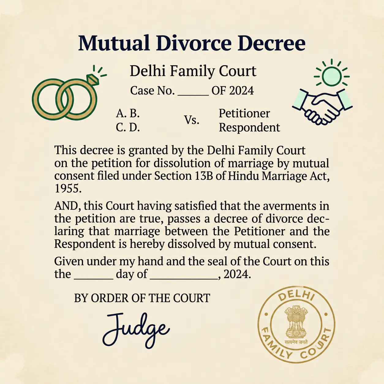 Divorce decree issued after mutual consent divorce