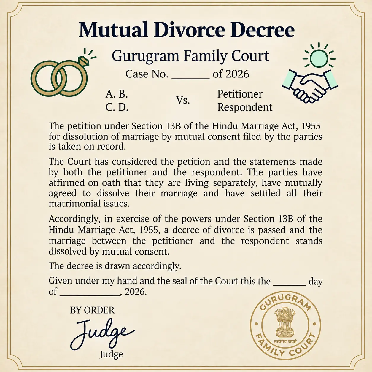 Divorce decree issued after mutual consent divorce