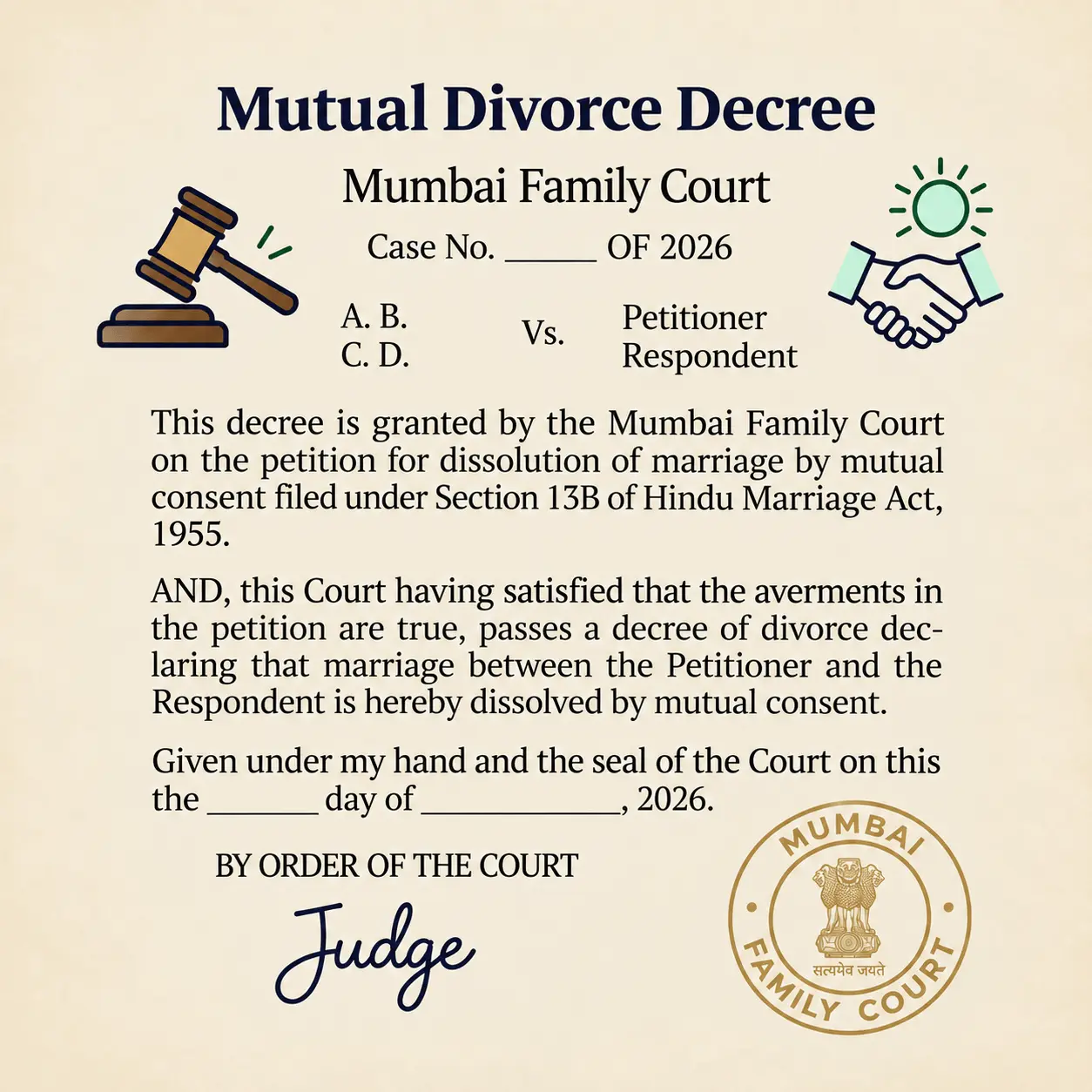 Divorce decree issued after mutual consent divorce